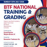 BTF National Training & Grading July 2026 poster